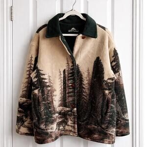 Denali Reversible Fleece Jacket Pines Wolf Oudoor Print